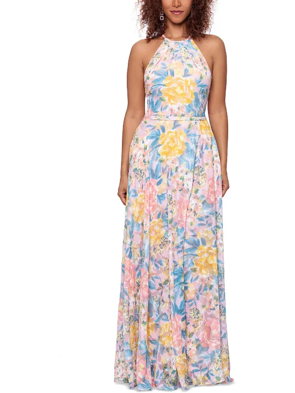 Savings Galore Womens Floral Print Maxi Evening Dress