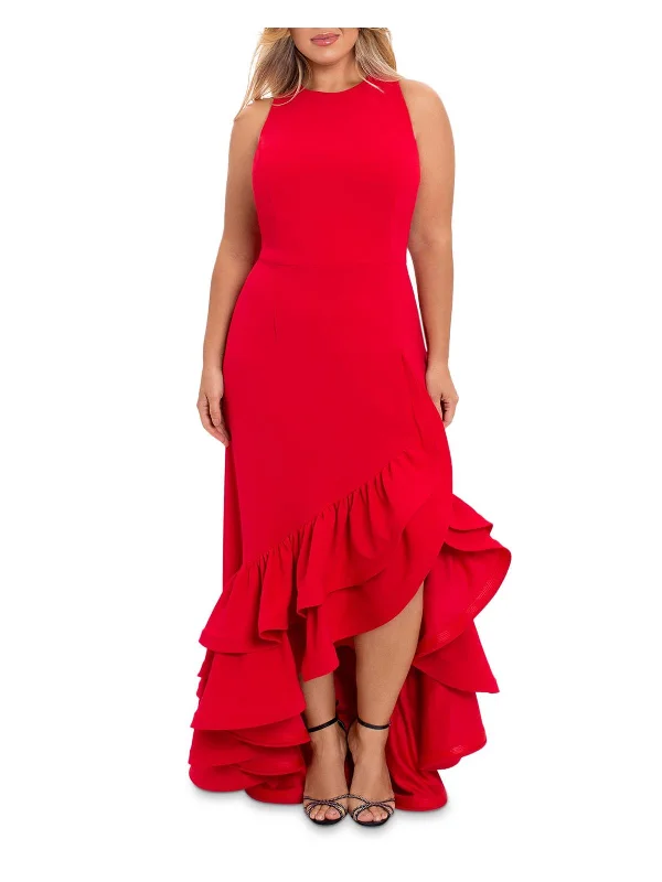 Overstock Plus Womens Ruffled Long Evening Dress