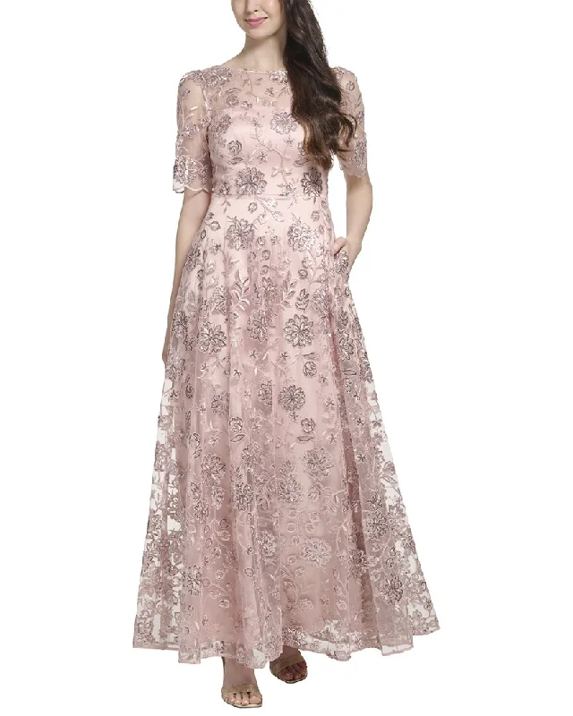 Special Offer Eliza J Embroidered Mesh Gown