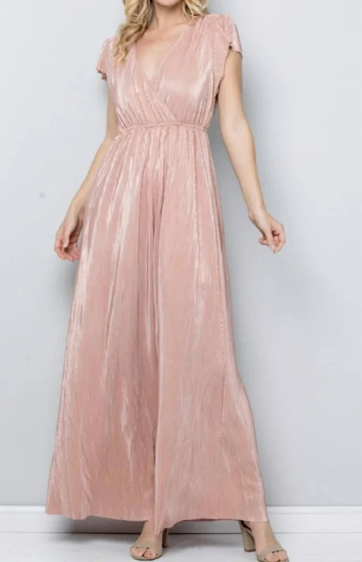 Daily Specials Metallic Maxi Dress In Pink/gold