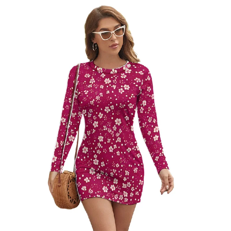 Special Offer Women's Long Sleeve Round Neck Slim Dress