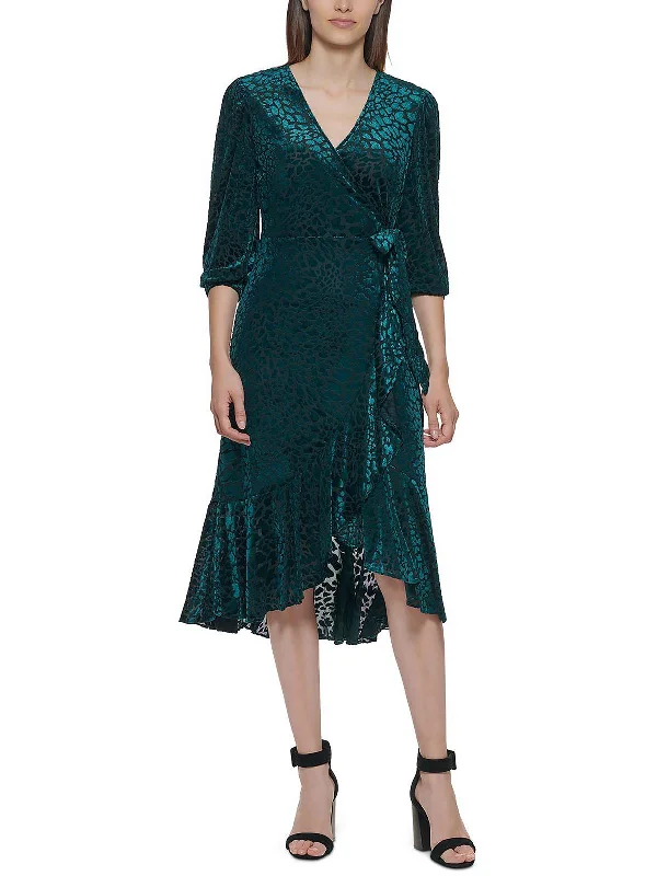 Customer Appreciation Sale Womens Burnout Velvet Wrap Dress