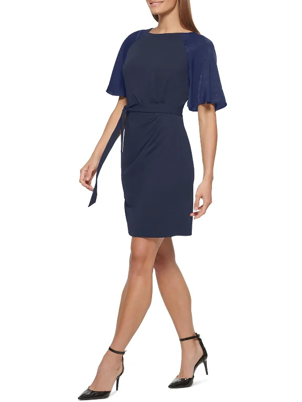 Fantastic Offers Womens Belted Above Knee Sheath Dress