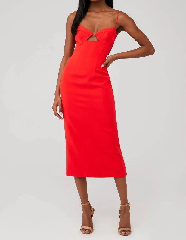 Must-Have Deals Vienna Midi Dress In Flame Orange