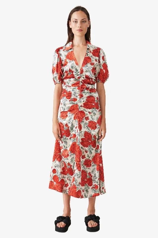 Seasonal Sale Silk Stretch Satin Dress - Brazilian Sand