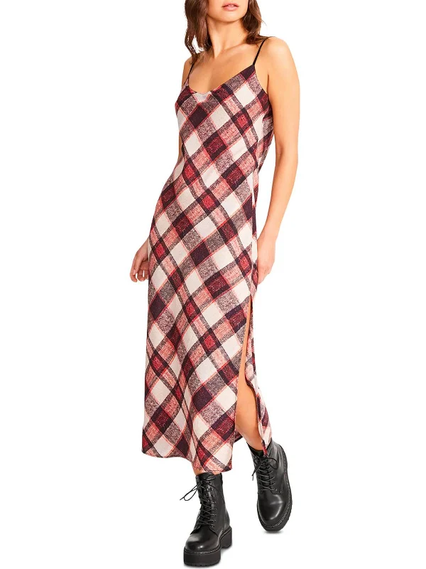 Incredible Offers Strangelove Womens Satin Plaid Slip Dress