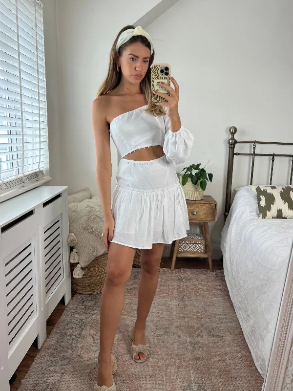 Final Markdown Nia One Shoulder Mini Dress / White