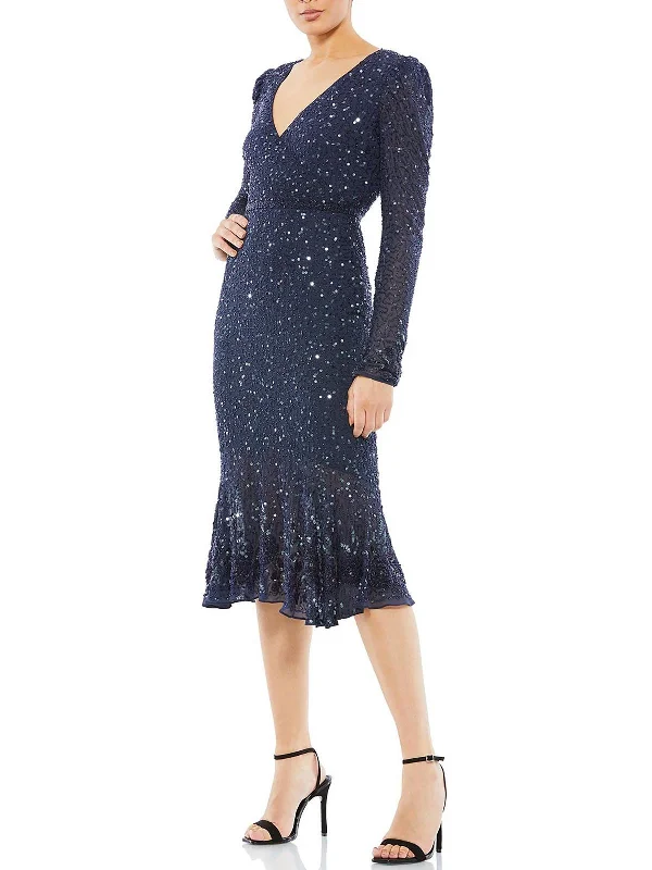 Don't Wait Womens Sequin Embellished Cocktail and Party Dress