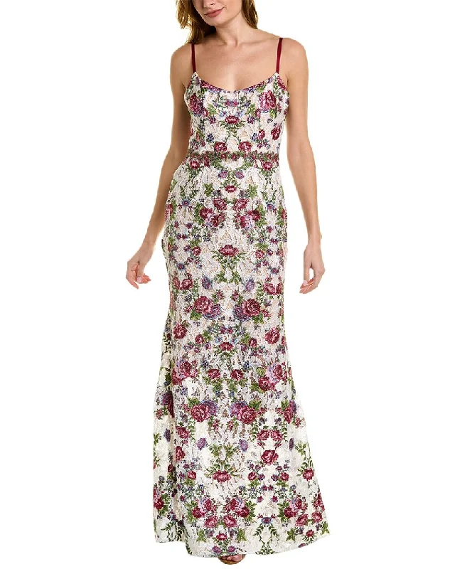 Hurry In Marchesa Notte Floral Lace Gown