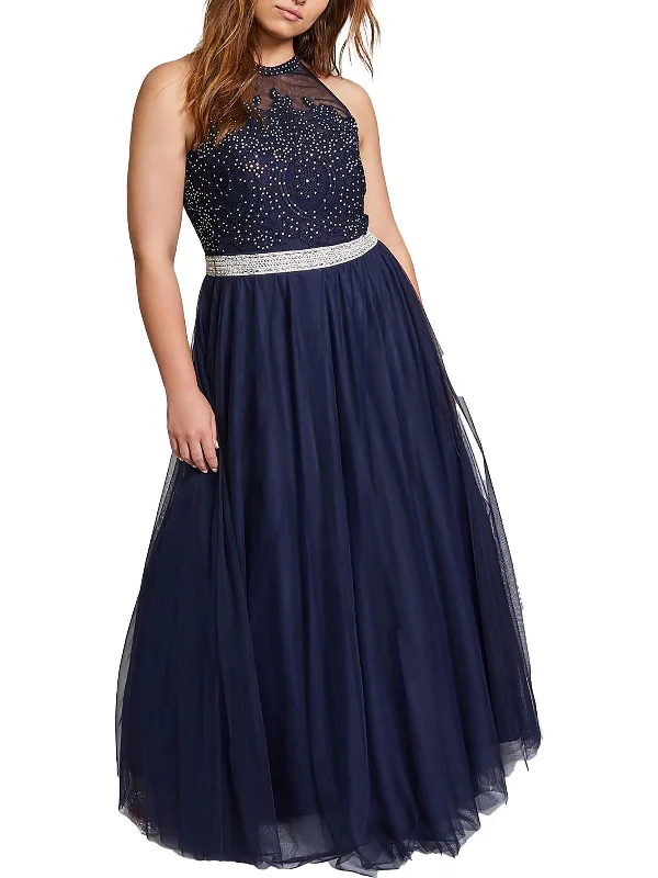 Reduced Prices Plus Womens Embellished Juniors Evening Dress