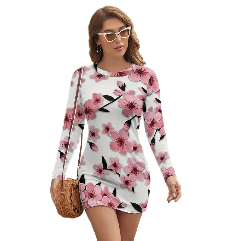 While Supplies Last Women's Long Sleeve Round Neck Slim Dress