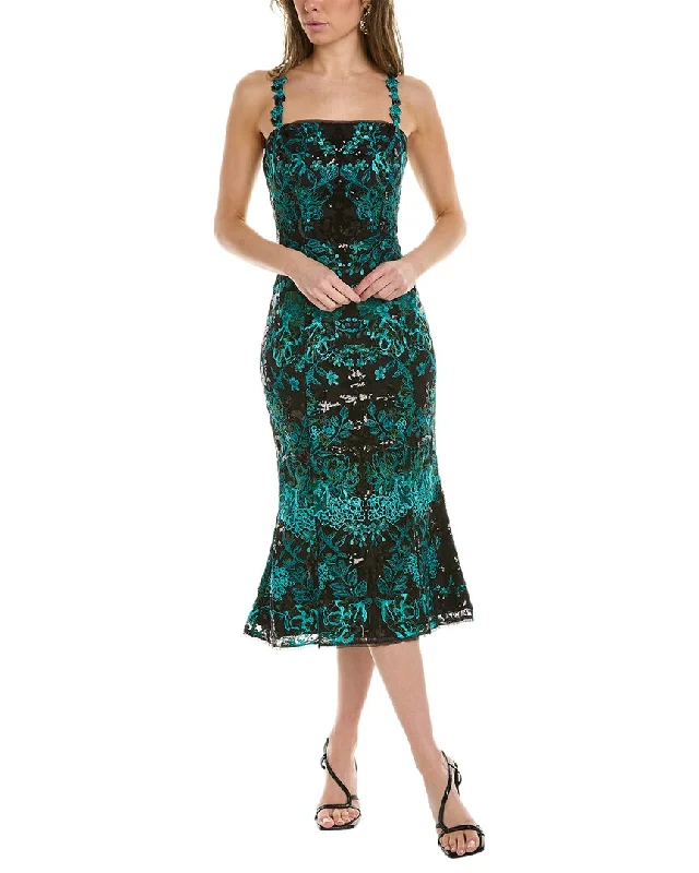 Referral Discount Marchesa Notte Embroidered Midi Dress