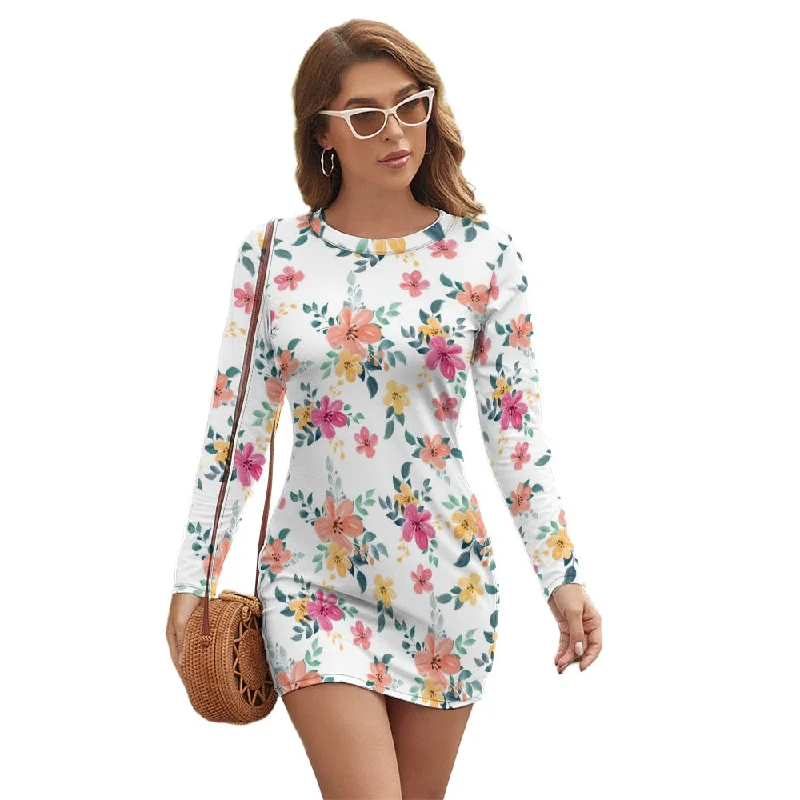 Daily Deals Women's Long Sleeve Round Neck Slim Dress