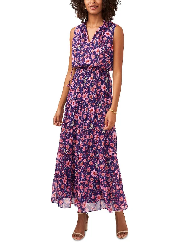 Loyalty Reward Womens Floral Print Smocked Maxi Dress