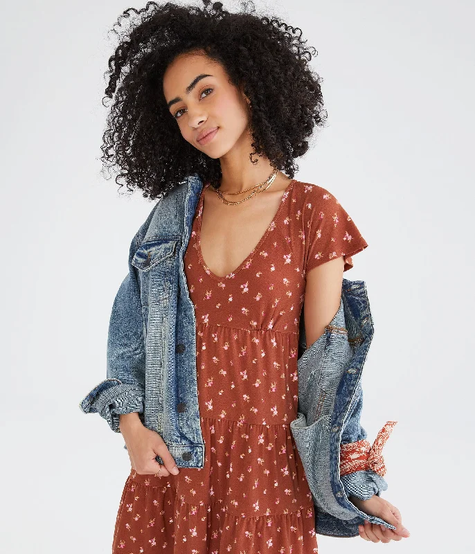 Savings Event Aeropostale Floral V-Neck Babydoll Dress