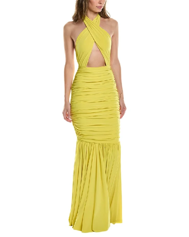 Stock Clearance Norma Kamali Cross Halter Fishtail Gown
