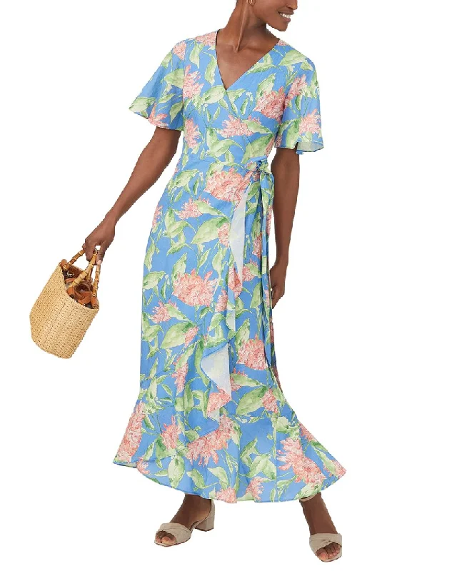 Don't Wait J.McLaughlin Peony Bloom Audette Linen-Blend Dress