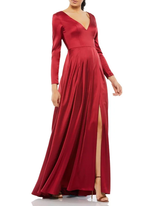 Overstock Womens Satin Pleated Evening Dress
