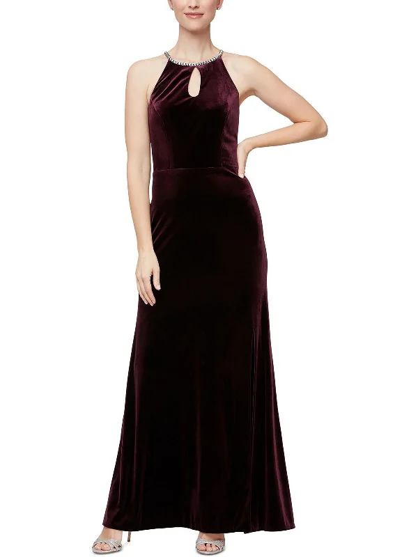 Online Only Womens Velvet Long Evening Dress