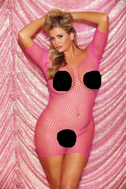 Can't Be Beat Queen Big Hole Fishnet Off Shoulder Bedroom Dress