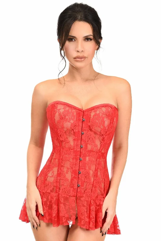Closeout Queen Size Lavish Sheer Lace Corset Dress
