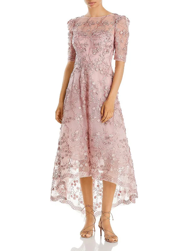 While Supplies Last Womens Illusion Midi Evening Dress