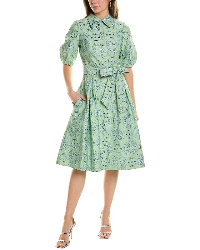 Extra Savings Teri Jon by Rickie Freeman Metallic Jacquard Shirtdress