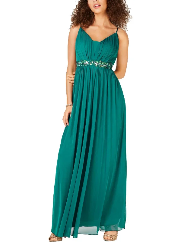 Act Fast Juniors Womens Beaded Grecian Formal Dress