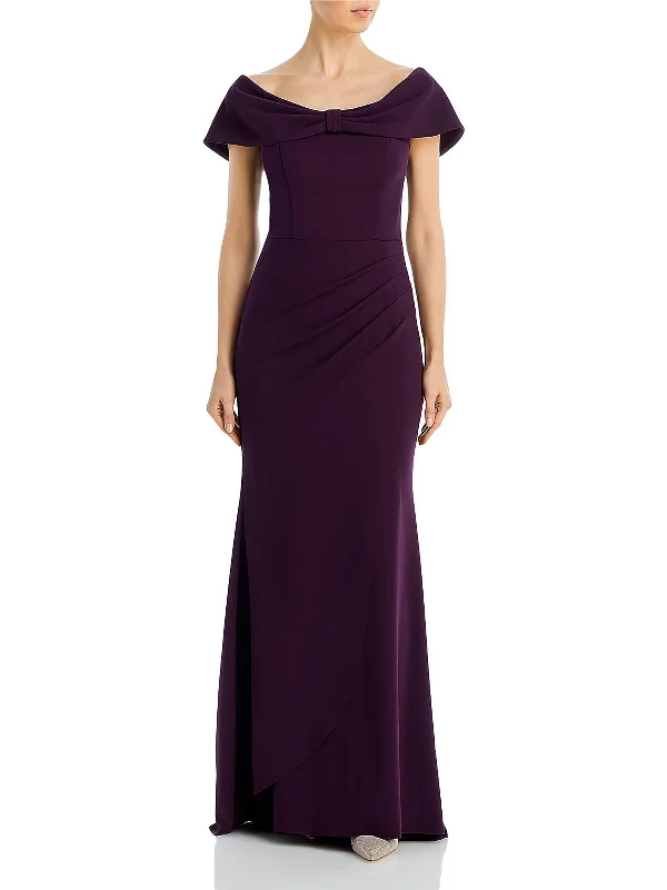 Savings Alert Womens Pleated Side Slit Evening Dress