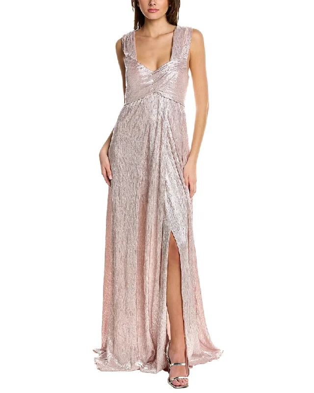 Extra Savings Rene Ruiz Crinkled Metallic Gown