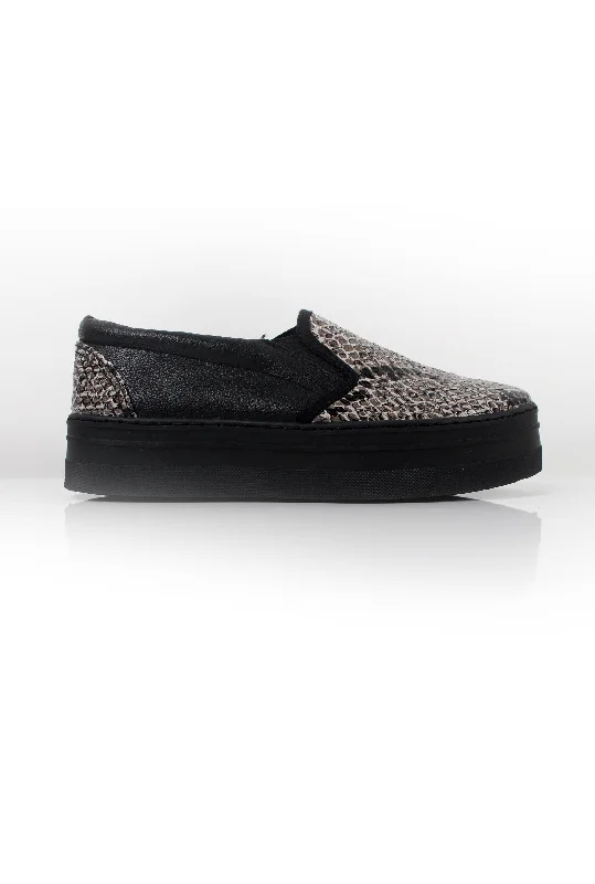 Midnight Madness Becca Black Snakeskin Platform Pump