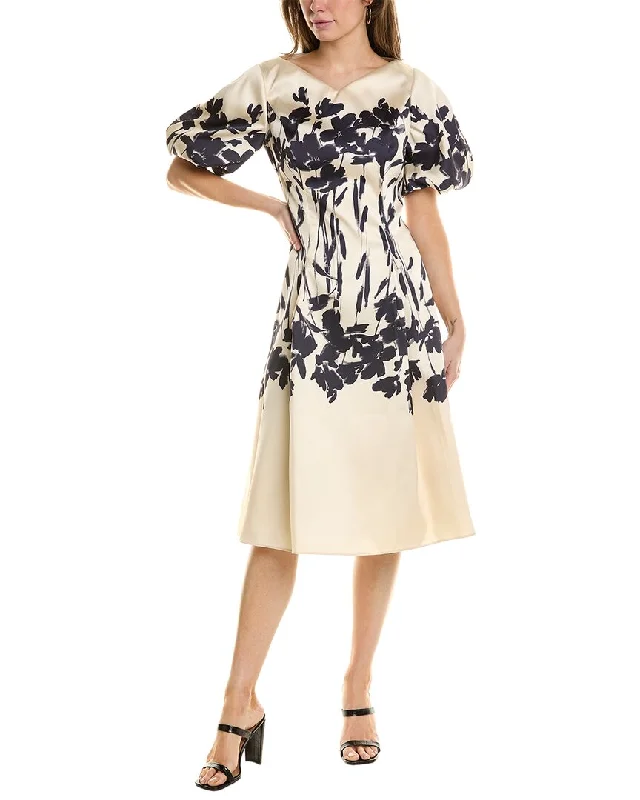 Flash Deals Teri Jon by Rickie Freeman Border Print Mikado Fit A-Line Dress
