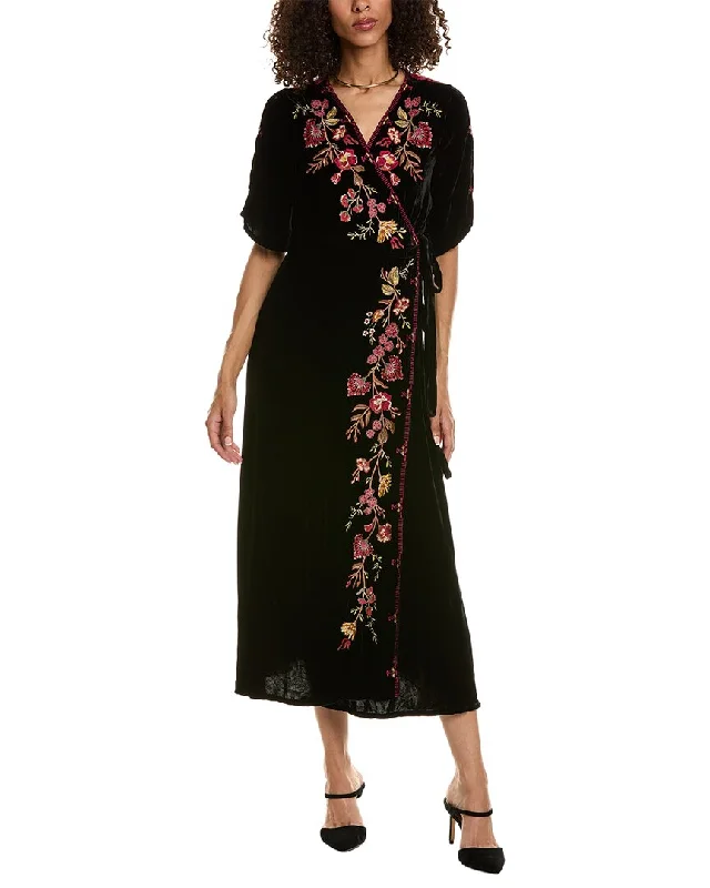 Quick Sale Johnny Was Lilith Velvet Silk-Blend Wrap Dress
