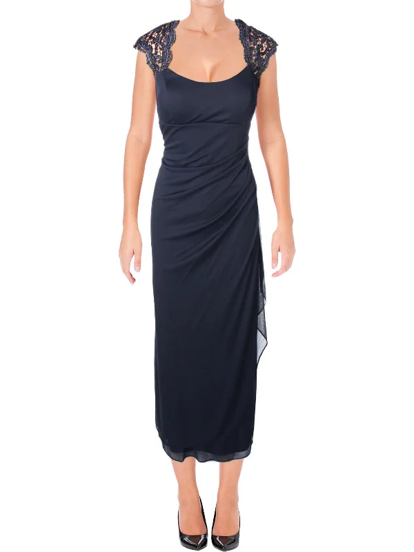 Seasonal Clearance Womens Metallic Lace Trim Formal Dress