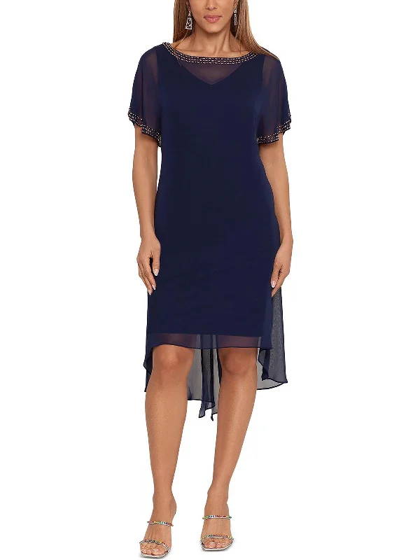 Price Fest Womens Sheer Midi Cocktail and Party Dress