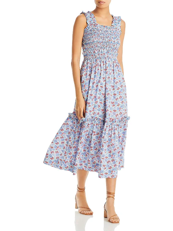 Sneak Peek Sale Peggy Womens Cotton Mid-Calf Midi Dress