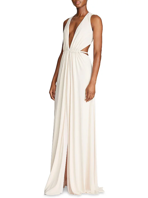 Year-End Sale Megan Womens Deep V Cut-Out Evening Dress
