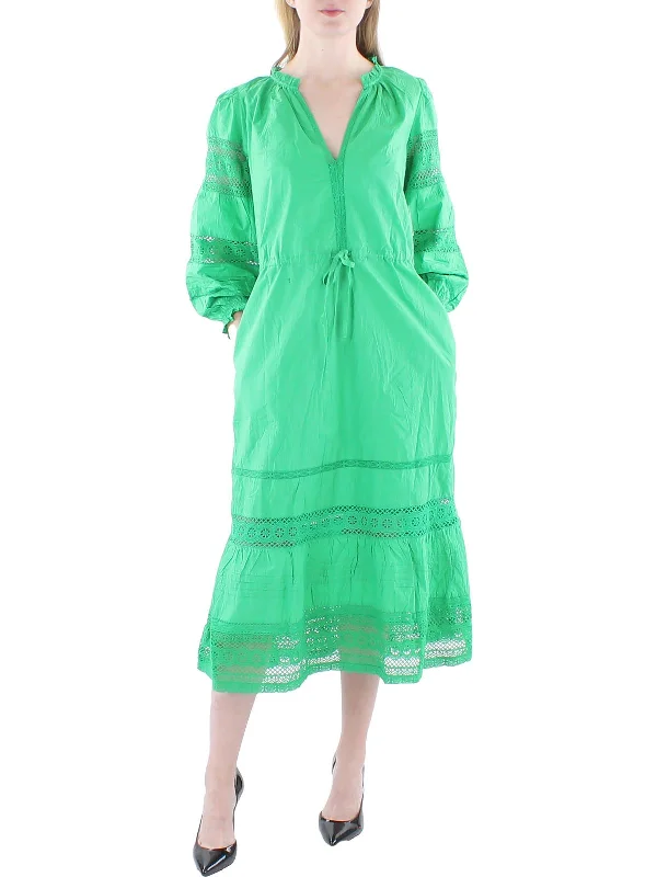 Clearance Items Womens Cotton Crochet Trim Maxi Dress
