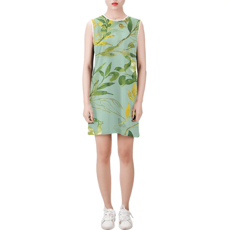 Final Sale Sleeveless Round Neck Shift Dress (Model D51)