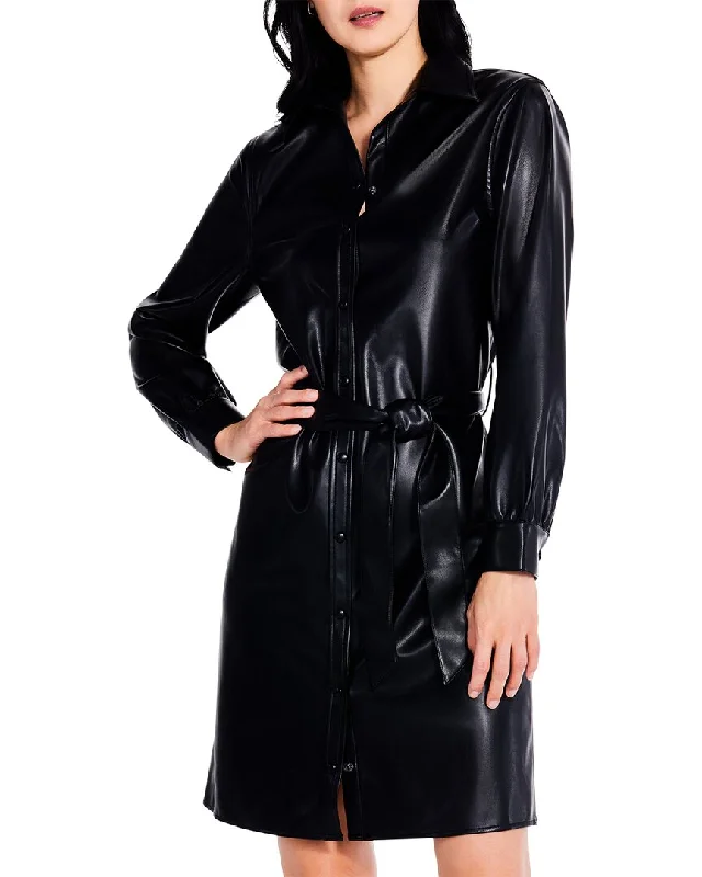 Midnight Madness NIC+ZOE Faux Leather Trench Dress