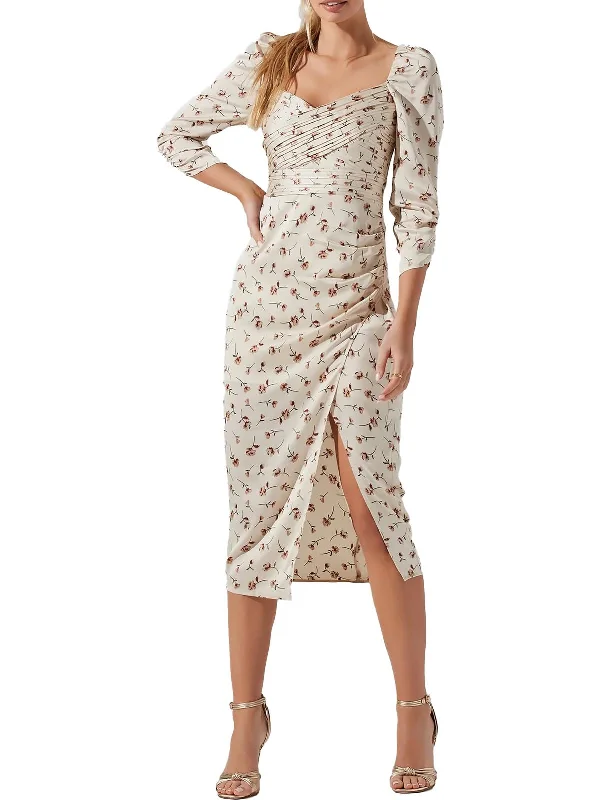 Savings Alert Evana Womens Floral Calf Midi Dress