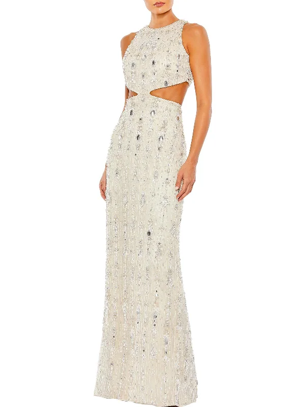 Fantastic Deals Womens Beaded Maxi Sheath Dress
