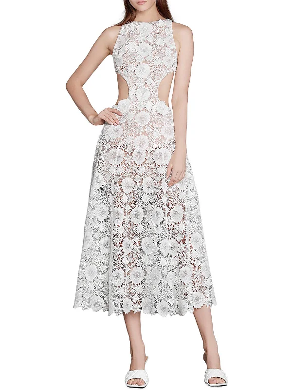 Best Bargains Womens Lace Cut-Out Evening Dress