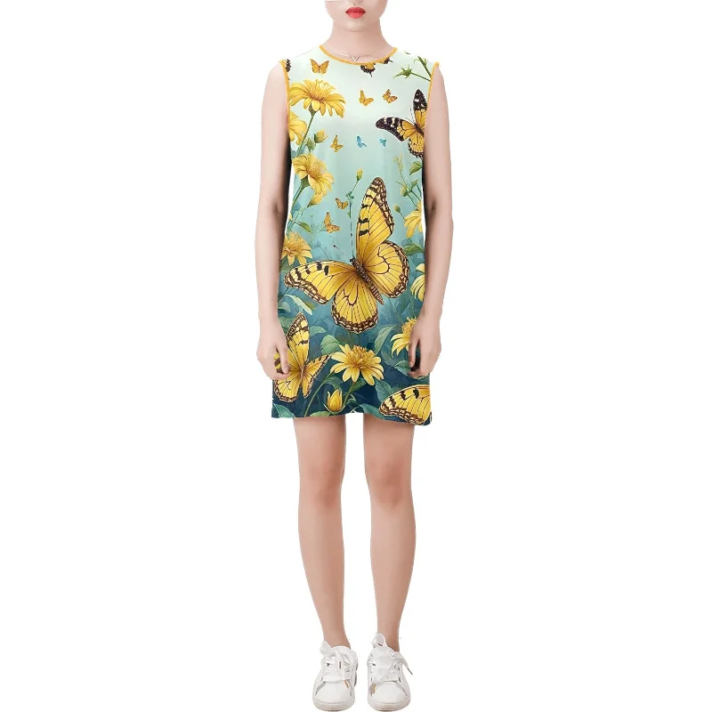 Deal Alert Sleeveless Round Neck Shift Dress (Model D51)