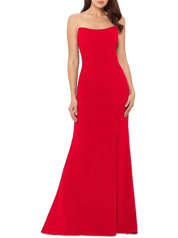 Great Deals Womens Side Slit Strapless Formal Dress