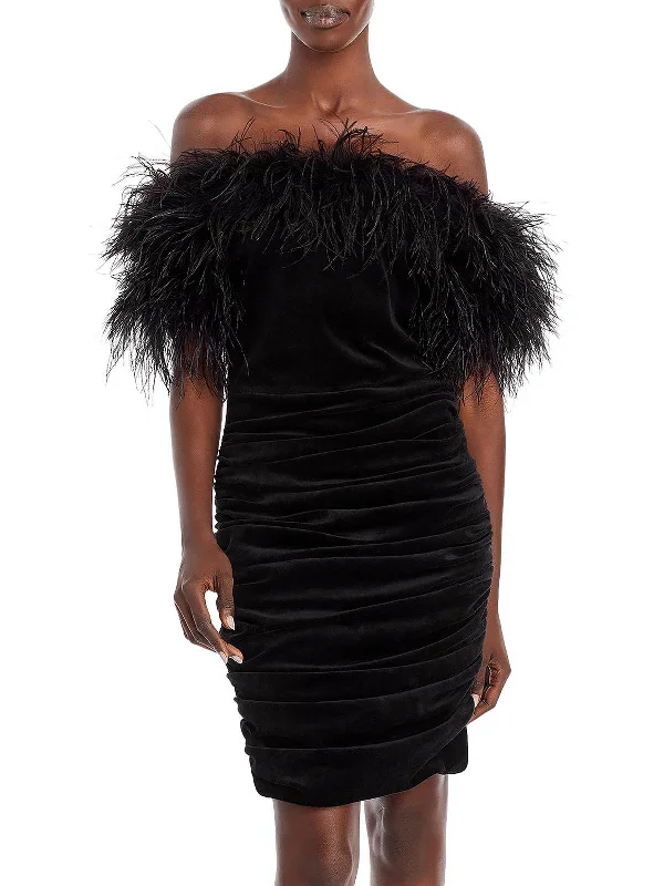 Don't Wait Faari Womens Ruched Velvet Cocktail and Party Dress