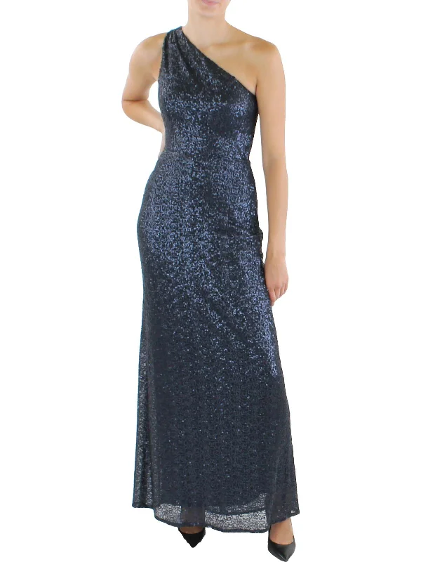Buy More, Save More Womens Sequined One Shoulder Evening Dress