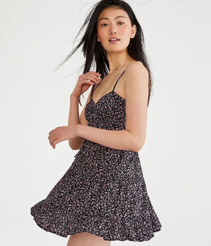 Hurry In Aeropostale Floral Sweetheart Double-Cinch Mini Dress