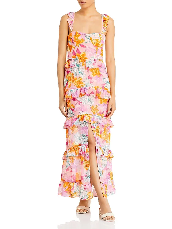 Savings Bonanza With Love Womens Floral Tiered Maxi Dress