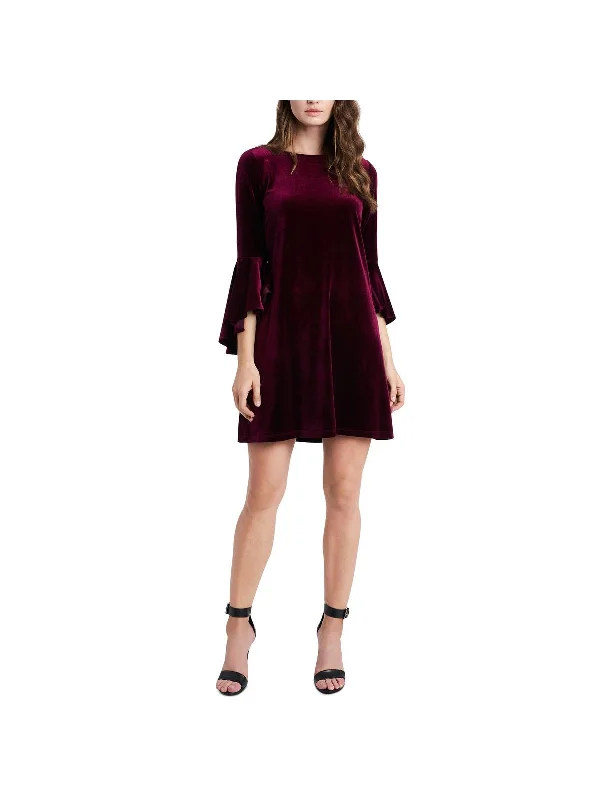 Exclusive Savings Womens Velvet Solid Shift Dress
